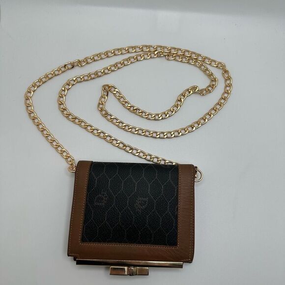 Dior Vintage Trotter Honeycomb Compact Wallet Brown Black - Picture 1 of 16